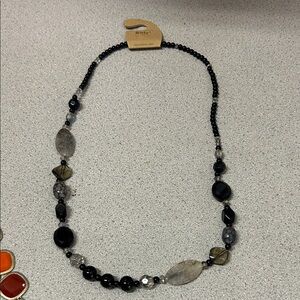 Girly Elegant Black and Gray Beaded Necklace